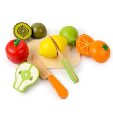 China Early Kitchen Pretend Play Home Gift Education Wooden Fruit Vegetables Food Slicing Toy for sale