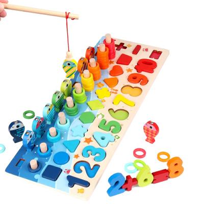 China Educational Toy Count Numbers Matching Montessori Digital Kids Game Math Shape Game Puzzle Magnetic Fishing Toy for sale