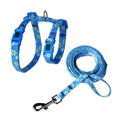 China Custom Heat Transfer Cat Harness + Leash Cat Harness Combo H-Shape and Leash Set Adjustable Pet Harness for sale