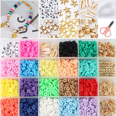 China Ceramic Flat Round Polymer Clay Beads Spacer Set For Jewelry Making Bracelets DIY Fimo Clay Beads Heishi Beads Craft Necklace Kit for sale