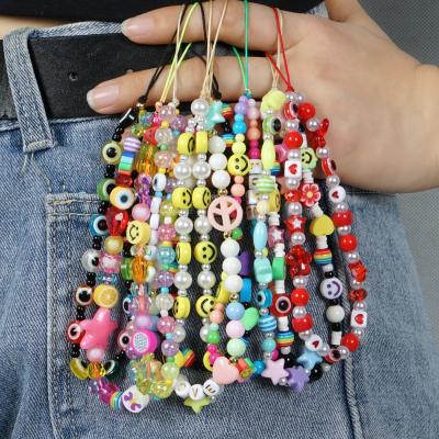 China Crystal New Arrival Handmade Chain Lanyard For Mobile Phone, Fashion Colorful Crystal Beaded Mobile Phone Chain for sale