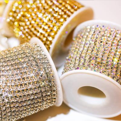 China Pointback in Metal Rhinestone Trim Running Chain for DIY Jewelry Accessories AB Claw Chain Cup Crystal Cup Chain for sale