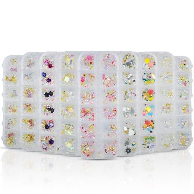 China Flatback JC Crystal Nail Art Decoration Colorful 12 Grids Mix Size Flat Back Crystal Rhinestones For Nail Design In Box for sale