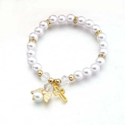 China CLASSIC 8mm White and Pink Beaded Rosaries Chain Religious Catholic Rosary Beads Beads Rosary Bracelet for sale