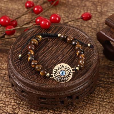 China FASHIONABLE popular woven beaded natural stone evil eyes bracelet for sale