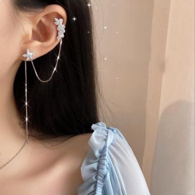 China JC fashion quality long earrings rhinestones silvery drop TRENDABLE crystal zircon real earrings for sale