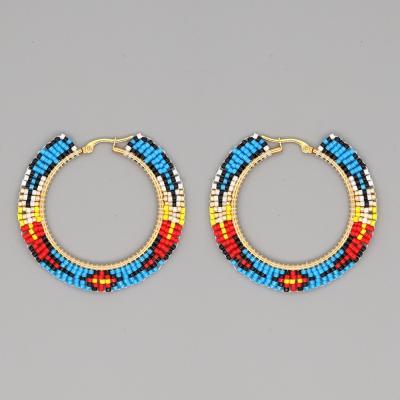 China Cute Handmade Woven Colorful Indian National Style Woman's Miyuki Seed Beads Earrings for sale