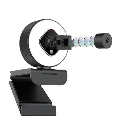 China Full Hd 1080P Webcam Web Camera Rotating Webcam With Microphone And Stand S And Ring Fill Light Webcam 1080P 6.1*5.4*7.5cm for sale