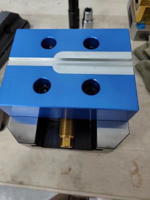 China Blue Aluminum Vise Jaws Manual Cnc Turning Fixtures For Light Cutting for sale