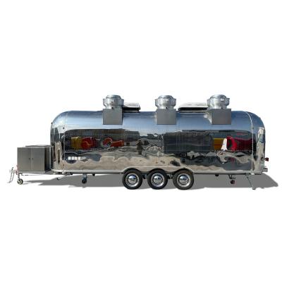 China Vegetable processing factory Yowon Airstream model stainless steel food festival truck supply fries and burger selling mobile trailer pizza cart for sale