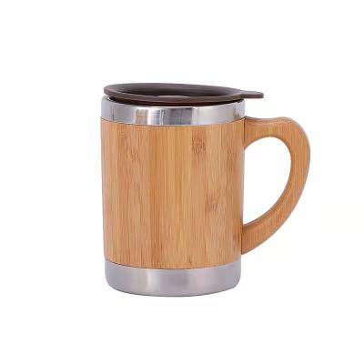 China Sustainable Wooden Coffee Mug Stainless Steel Travel Insulated Bamboo Mug With Lid Fresh Coffee for sale