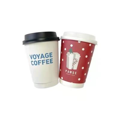 China Sustainable Custom Printed Colorful Hot Biodegradable Double Wall Coffee Disposable Paper Cups Wholesale for sale