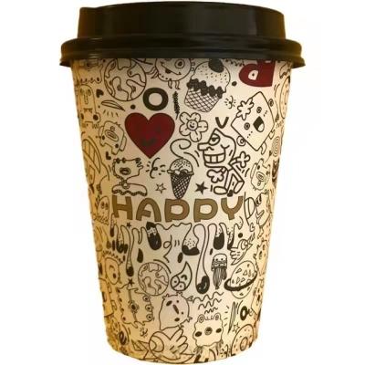 China Sustainable Double Wall Paper Cup Disposable Takeaway Coffee Cup With Lids for sale