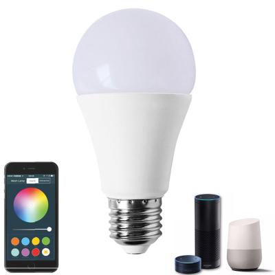 China Tuya APP Compatible Hotel Alexa RGBW 9W 800LM E27/E26/B22 560LM WIFI Smart Led Bulb for sale