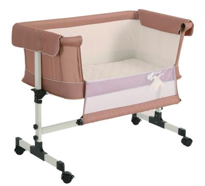 China Metal Multi-Purpose Baby Cradle Expandable Aluminum Crib Side Bed Baby Crib & Crib Green Beige Pink Gray for sale