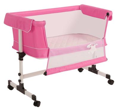 China Metal Multi-Purpose Baby Cradle Expandable Aluminum Crib Side Bed Baby Crib & Crib Green Beige Pink Gray for sale