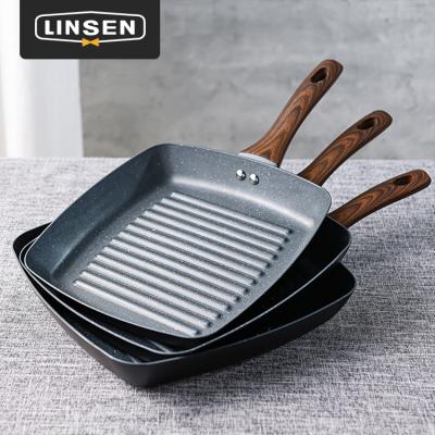 China Factory Customization LOGO Die Casting Composite Material 304 BBQ Grill Viable Non-Stick Die-Cast Frying Pan for sale