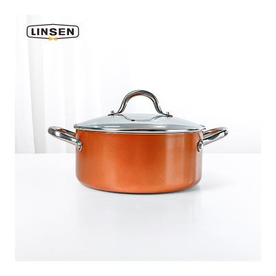 China CLASSIC Factory Customed 24cm Commercial Aluminum Pots Kitchenware Soup Cooking Pot With Glass Cover Cookware for sale