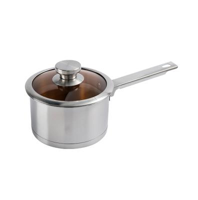 China Household Stainless Steel Milk Sauce Pan With Glass Cover Commercial CLASSIC Cheap Deep Cooking Cooking Pots Custome Cookware for sale