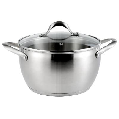 China Linsen 304 Stainless Steel 3L 6L Stocked Soup Pot Wholesale Heavy Bottom Custome Cast Non Stick Pressure Cookware Sets Induction Cooking Pots for sale