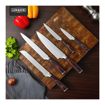 China Stocked 5 Pcs Multifunctional Japanese Cooking Knives Sets Resin Wood Handle Professional Steel Chef 8 Inch Damascus Kitchen Knife for sale