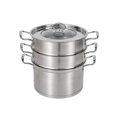 China Factory Stored 201Stainless Steel 26cm Kitchenware 3 Row Steamer Pot Steamer Pot for sale