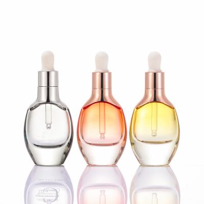 China 30ml cosmetic custom luxury curved for eliquid essential oil glass dropper bottle in any color for sale