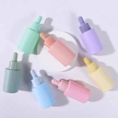 China 30ml 1oz Dropper Glass Bottle macaron pink macaron color yellow-orange purple green-blue solid cosmetic serum oil for sale