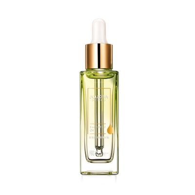 China Ring Square 30ml Skin Care Luxury Translucent White Gold Light Green Top Essential Oil Serum Ampoule Cosmetic Rubber Glass Dropper Bottle for sale