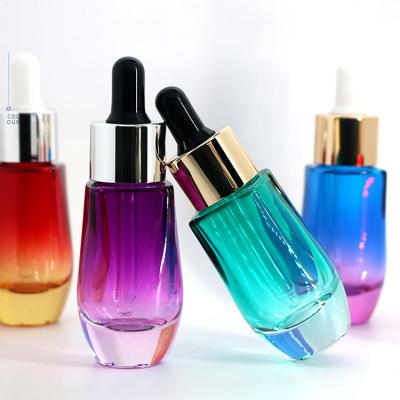 China Cosmetic Gradient Dropper Glass Bottle With Customized Logo Top Suppliers 20ml Skin Care Purple Screen Printing Cosmetic Standard Cartons for sale