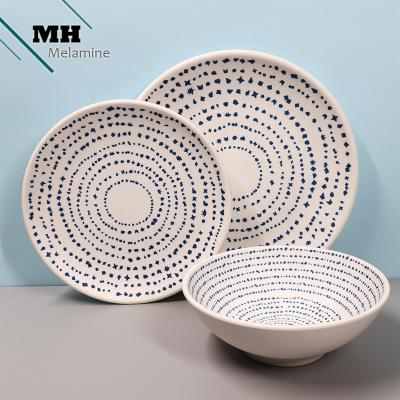 China New Reusable High Quality Sustainable Melamine Hard Dish EU2020/1245 Round Passage Dinnerware Set For Sale for sale