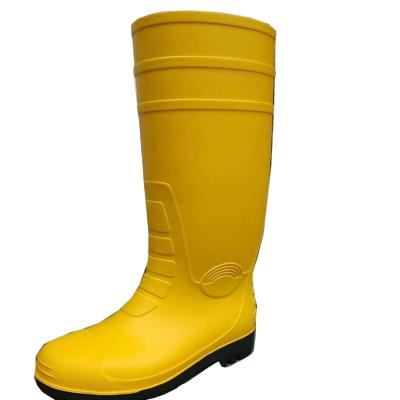 China Steel Toe High Quality Rubber Rain Boots 100% PVC Yellow Steel Protective Toe Sole Gum Boots Steel Safety Rain Boots for sale