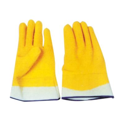 China Hot Sales Safety Protection Use Cotton Anti-Slip Tank Top Scratching Safety Cuff Latex Coated Full Gold Gloves for sale