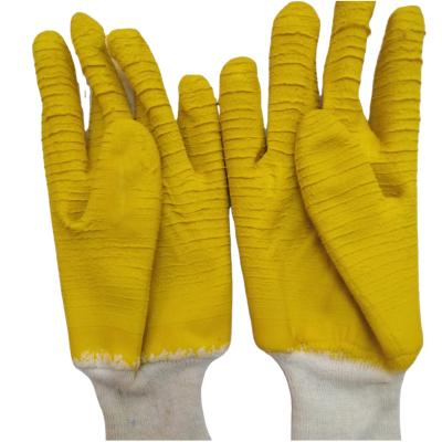 China High Quality Safety Protection Use Cotton Tank Top Anti-Slip Coating Natural White Knit Full Wrist Cuff Coated Latex Ply Gloves for sale