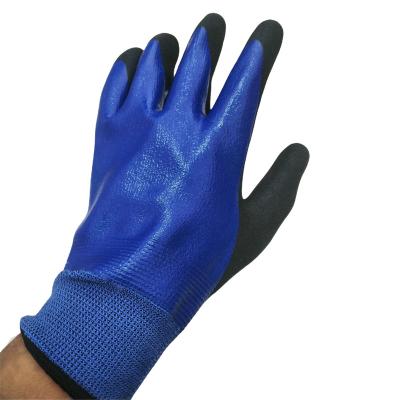 China Hot Selling 15 Gauge Anti-smash Polyester Coating First Layer Dip Nitrile Smooth 3/4 Double Coated Nitrile Sandy Glove for sale