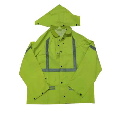 China 2022 Popular Single Person Waterproof Clothes 0.30 -0.35Mm PVC/Polyester Bib Designs With Rain Running Suit High Visibility Tape Reflective Type for sale