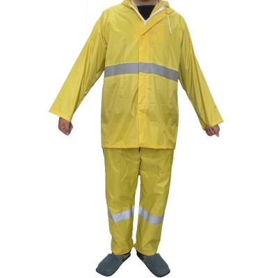 China With 5cm Width Tape Competitive Price Safety Reflective Protection Use 170T Nylon/PVC With 5Cm Reflective Tape Pants+Jacket Type Rain Suit for sale