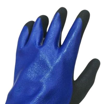 China Custom Made Anti-smash Hand Working Glove Blue Nitrile Gloves Cotton Gloves for sale