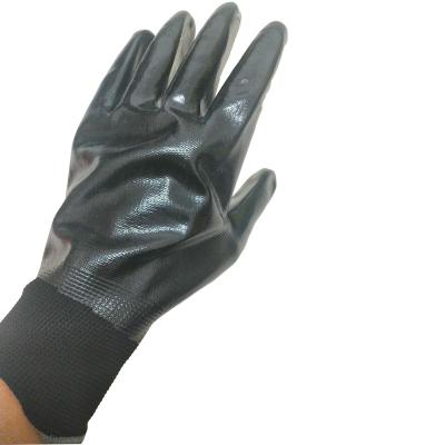 China Anti-smash Quality Safety Protection Use Hongyang Polyester Coated Gloves Sandy Nitrile Coated With Pvc for sale