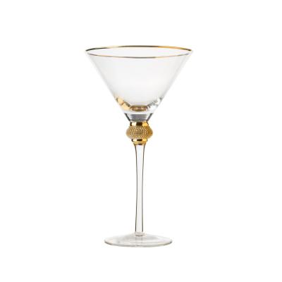 China 5oz 7oz 9oz Viable Unique Fancy Cocktail Crystal Inlay Gold Diamond Cocktail Glasses for sale