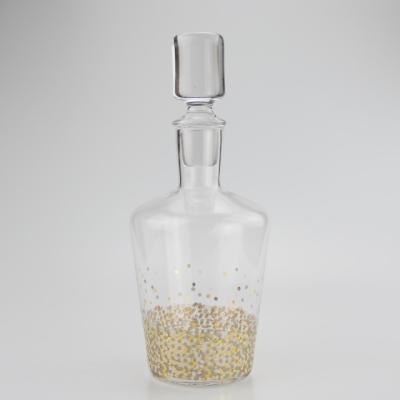 China Raymond Gold Dotted Modern Crystal Wine Decanter Decanter for Wedding and Wine Party for sale