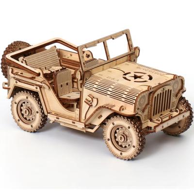 China DIY TOY High Difficulty Wood Crafts DIY Assembly Kit Set Car Model Mechanical 3D Car Gifts Wooden Puzzle for sale