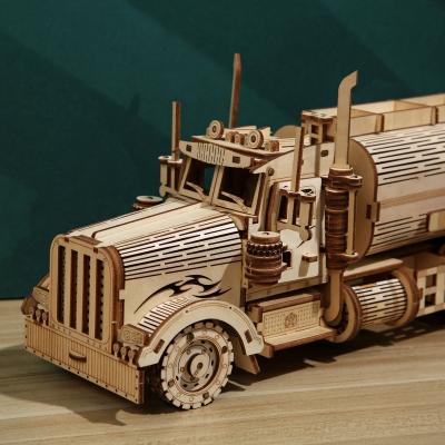 China Wooden Sealand Wooden Laser Cut Diy Water Truck Car 3D Wooden Puzzle Car For Adults for sale