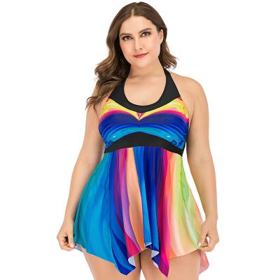 China Push Up Breathable Halter Plus Size High Waist Tankini For Women Sexy Big Breast Bikini Sets Two Piece Swimsuit 2022 Beach Swimming Suit for sale