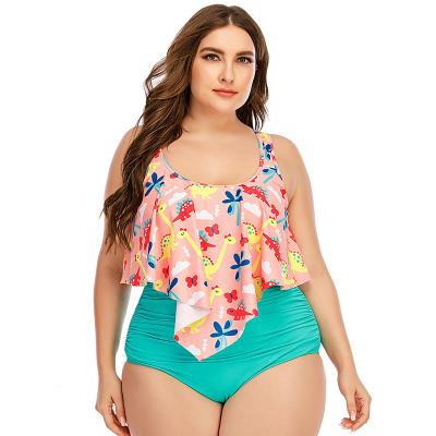 China 2022 High Quality Breathable Plus Size Tankini Bikini Top Set For Women 5XL Sexy Breast Big Two Piece Swimsuit for sale