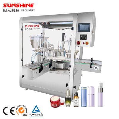 China Automatic Cosmetic Small Liquid Vial Cream Perfume Glass Bottle Food Essential Oil Food Lotion Lotion Filling And Capping Line Machine Production for sale