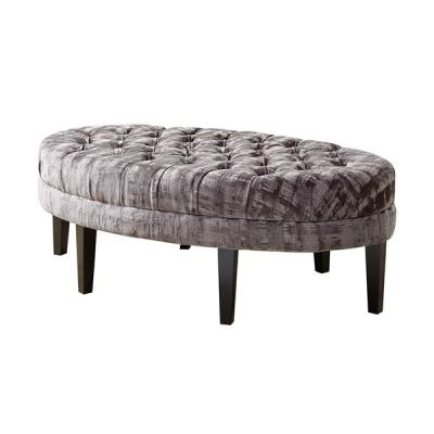 China Round Bed End Storage Bench Natural Dark Wood Tone With High Density Foam for sale