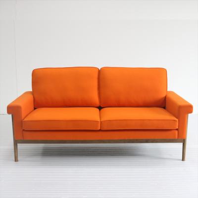 China Orange Cashmere Upholstered Sofa Chair Two Seats With Loose Back Cushions for sale