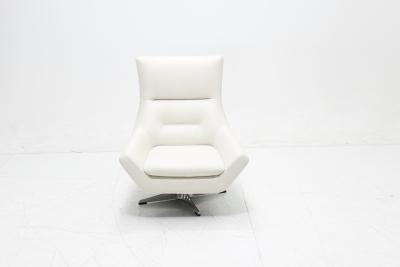 China White Fabric Upholstered Swivel Living Room Chairs With KD Base Leg for sale