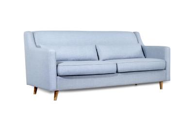 China Modern Polyester Fabric Sofa Light Blue With Rubber Wood Leg Shipped K/D for sale